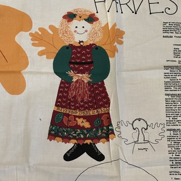 Vintage Harvest Angel Cut and Sew Cotton Fabric Panel for Springs Industries - Picture 4 of 5